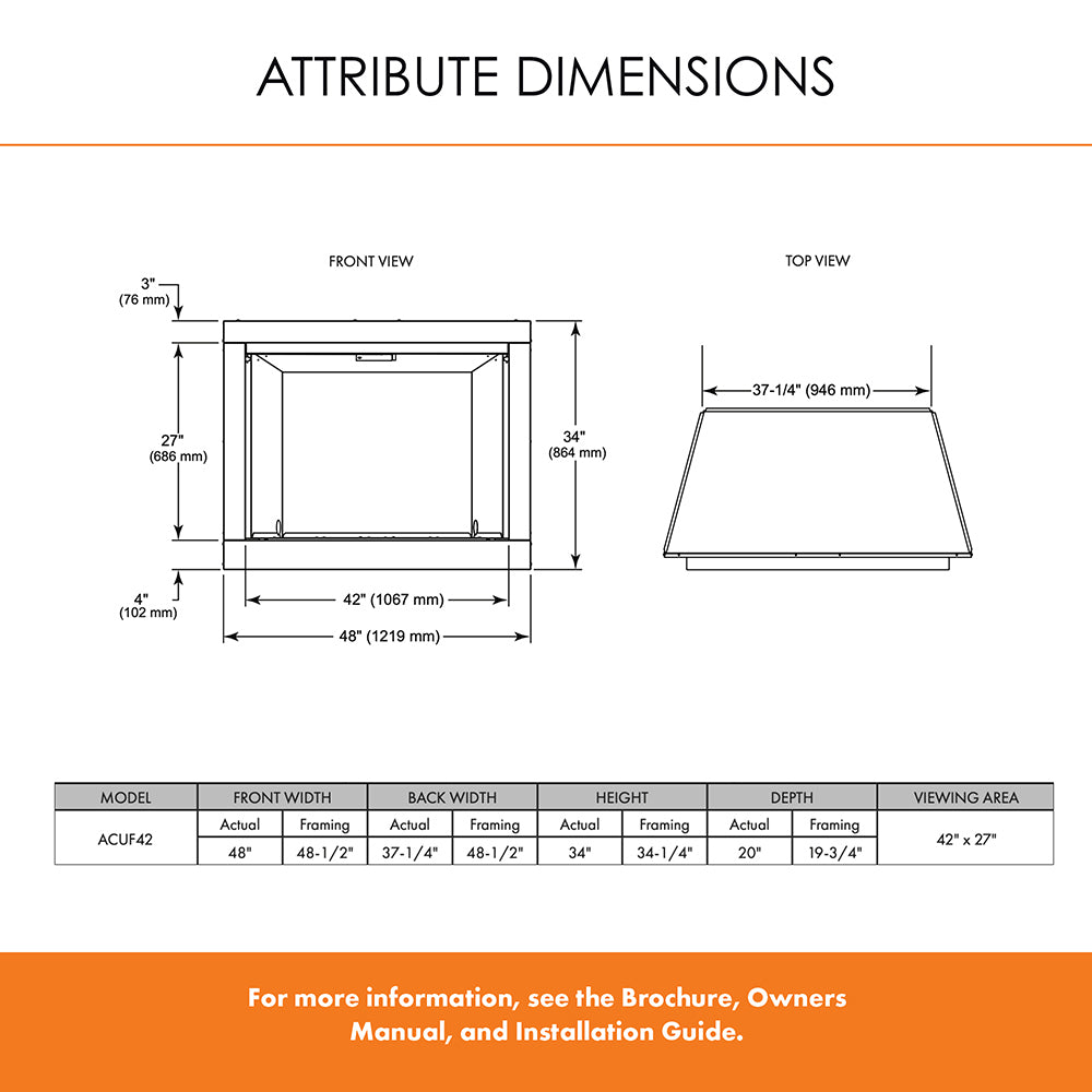 Monessen ACUF42-D Attribute 42-Inch Vent-Free Circulating Firebox with Gas Log Set