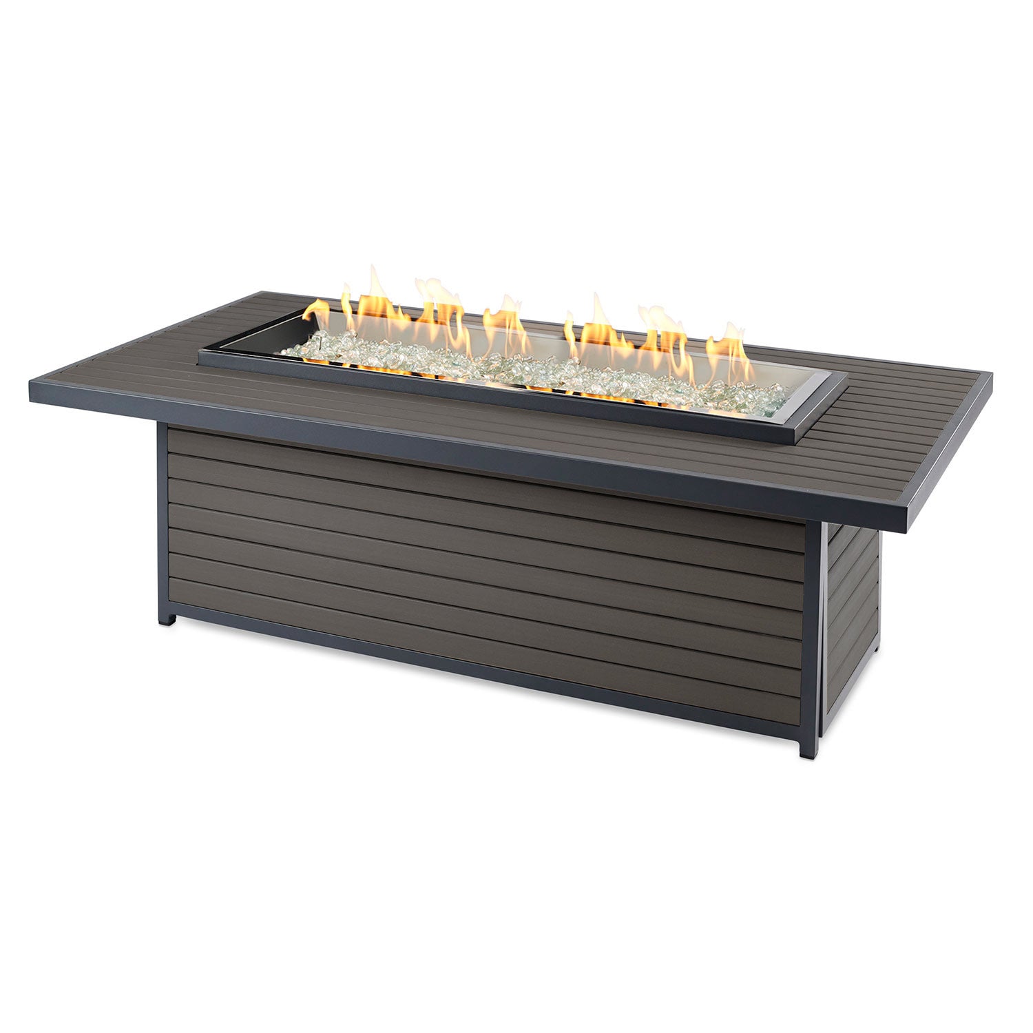 The Outdoor GreatRoom Company BRK-1242-D-K Brooks Linear Dining Height Gas Fire Pit Table, 80x50-Inch