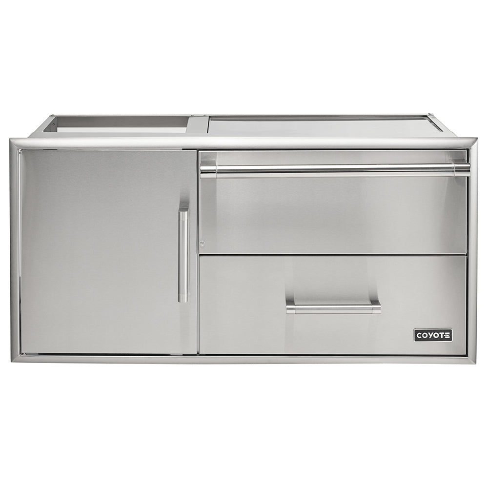 Coyote Stainless Steel Warming Drawer and Pull-Out Drawer Combo, 42-Inch