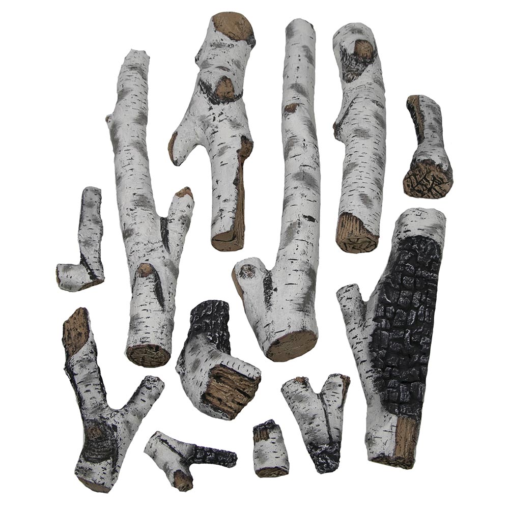 Amantii 12-Piece Large Birch Log Set with Deluxe Media Kit