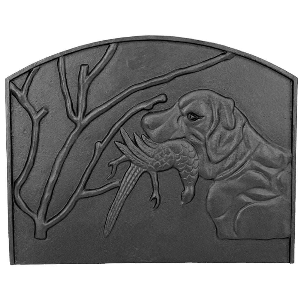 Dagan Black Cast Iron Dog Fireback, 19x15-Inches