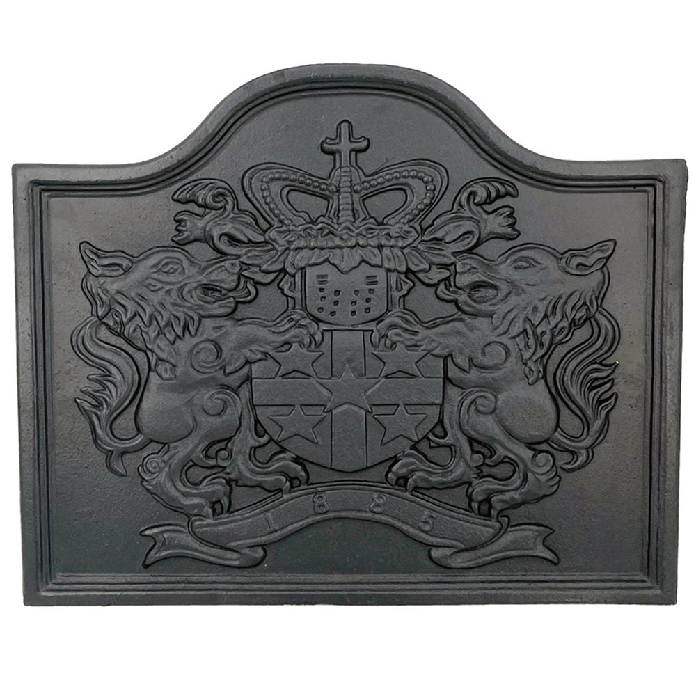 Dagan Black Cast Iron Lion Fireback, 22x18-Inches