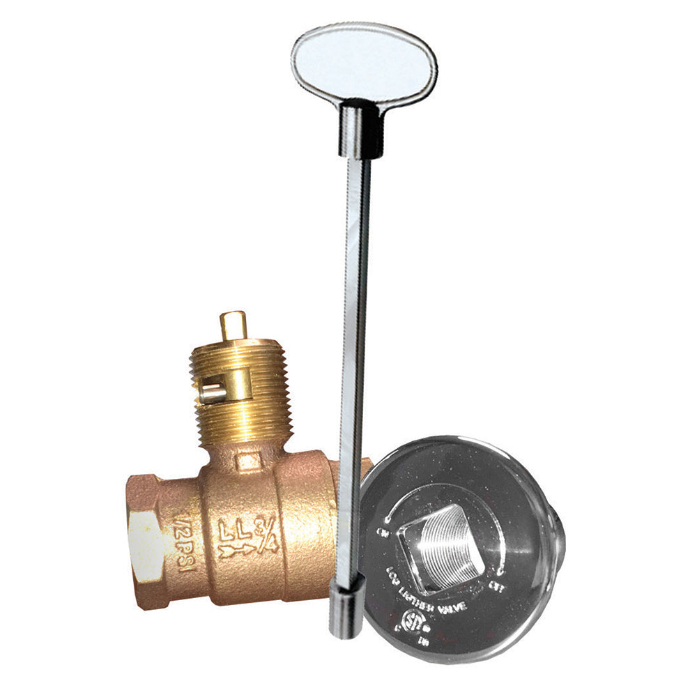 Firegear High Capacity Straight Key Valve with Polished Chrome Cover and 12-Inch Key