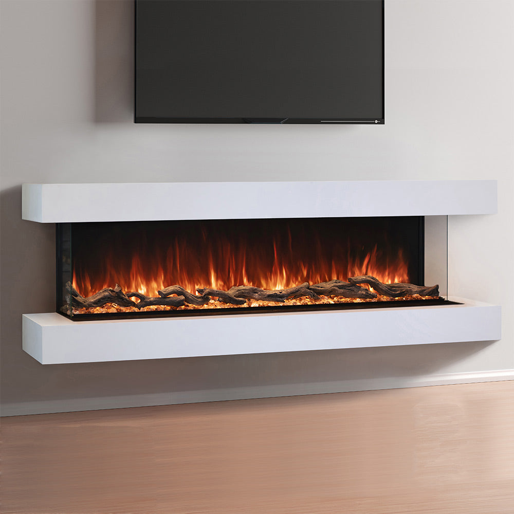 Modern Flames LPM-5616-WMC Landscape Pro Multi 56-Inch Three-Sided Electric Fireplace with Wall Mount Mantel