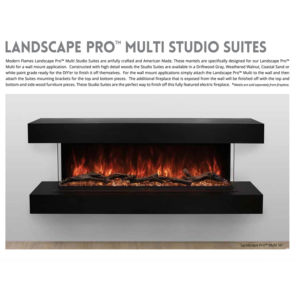Modern Flames LPM-5616-WMC Landscape Pro Multi 56-Inch Three-Sided Electric Fireplace with Wall Mount Mantel