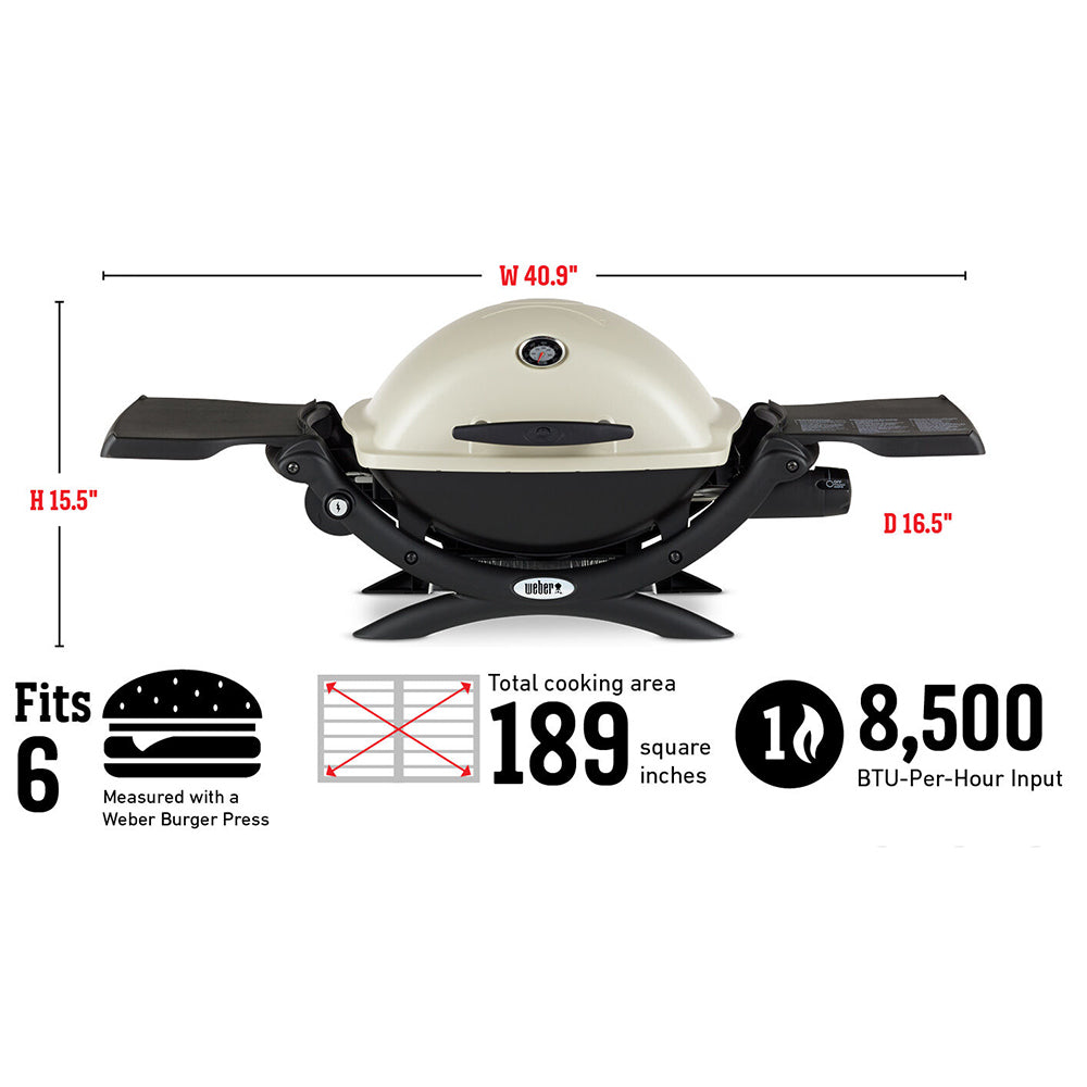 Weber Q1200 Portable Propane Gas Grill with Side Tables (WEB-Q1200)