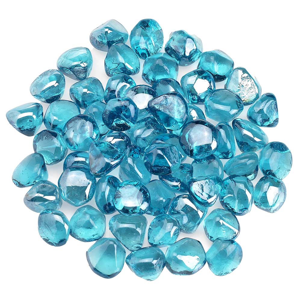 American Fire Glass 1-Inch Zircon Fire Glass, 10-Pounds, Powder Blue Luster