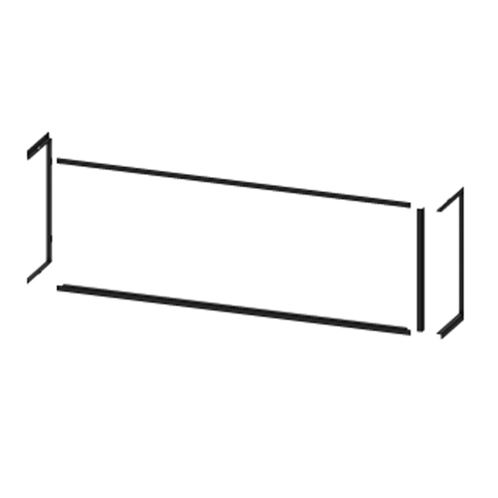 Fireplace trim kit, dark metal frame with flat top and bottom rails