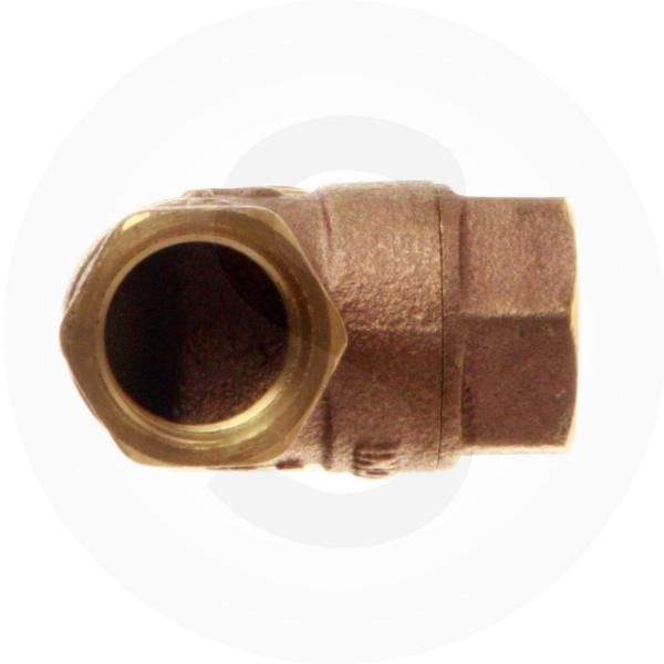 Angled gas shut off valve kit close-up of threaded connection opening