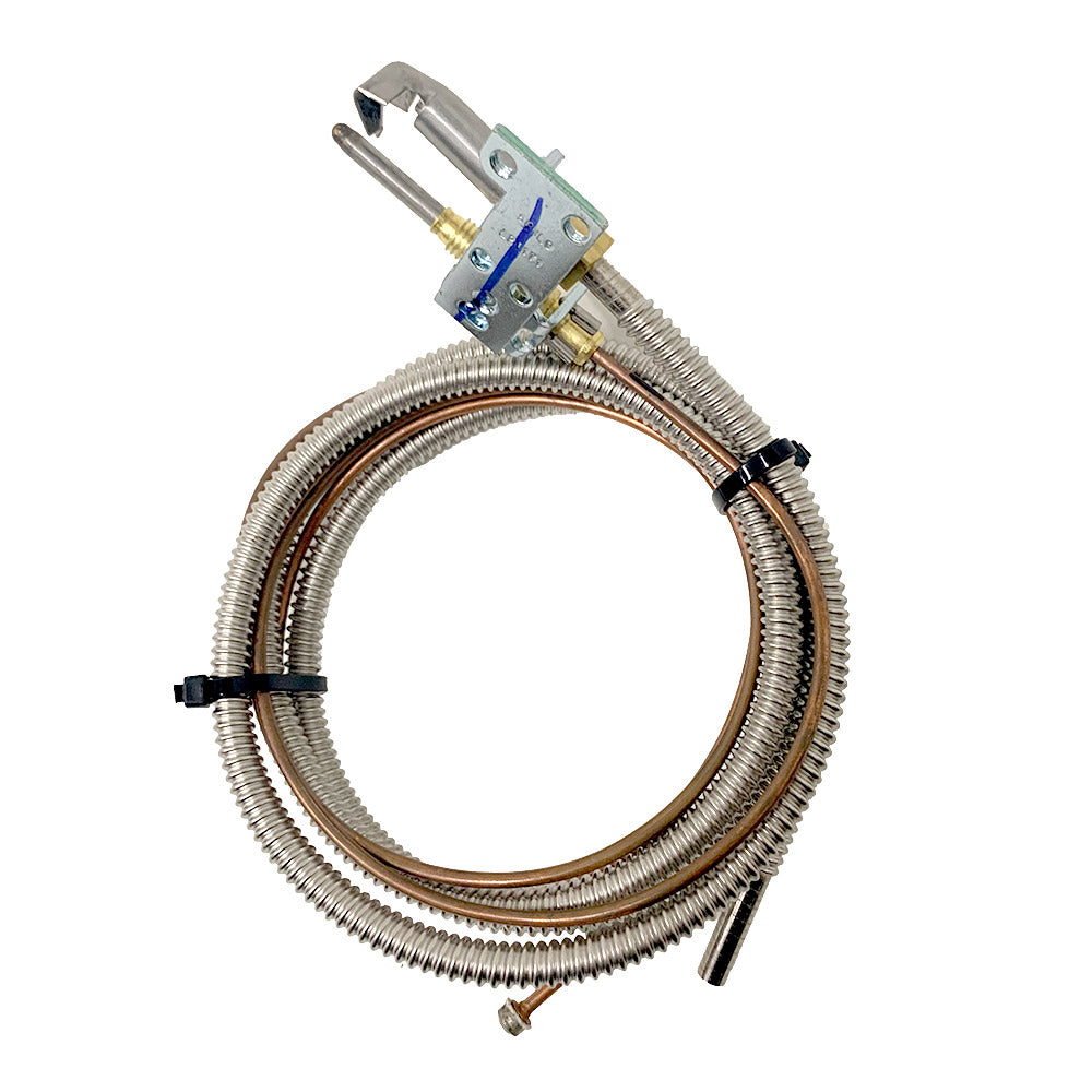 Robertshaw 102 safety pilot assembly with coiled metal tubing and mounting bracket