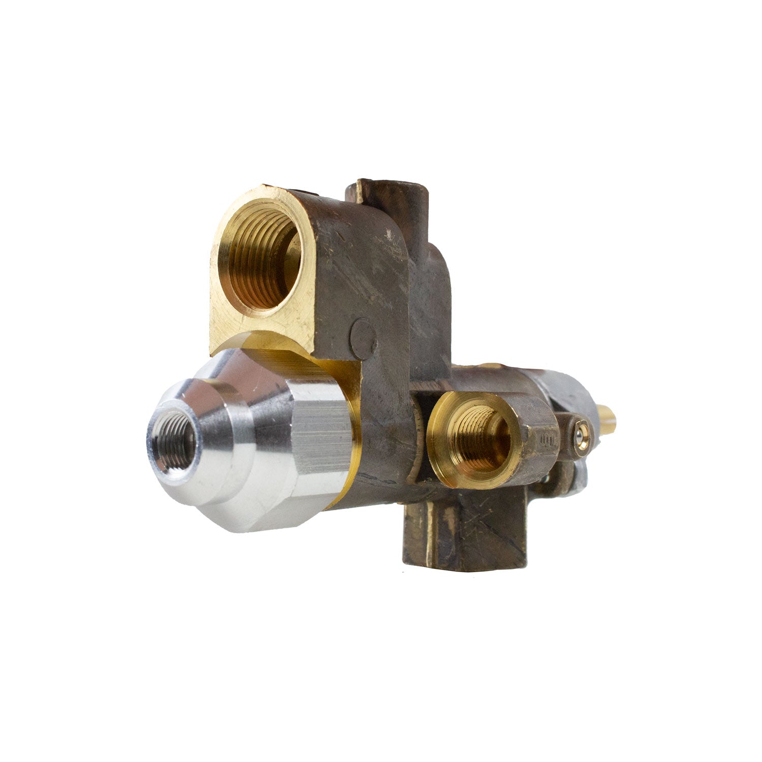 Pilot valve replacement assembly with brass threaded inlet and steel body