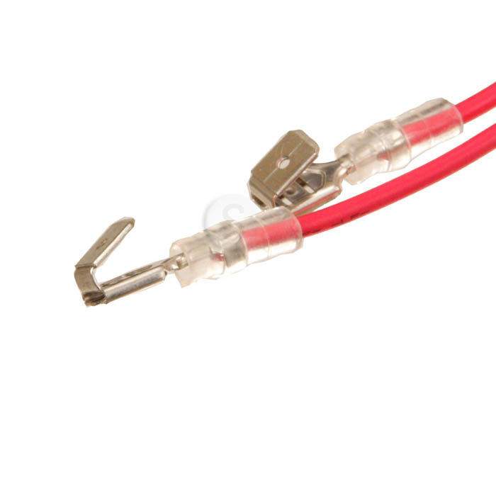 Wired connector terminals with transparent insulation on red cable