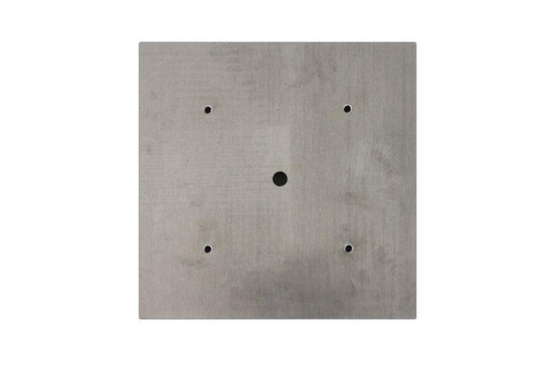Square burner pan with five round openings: four small and one central opening