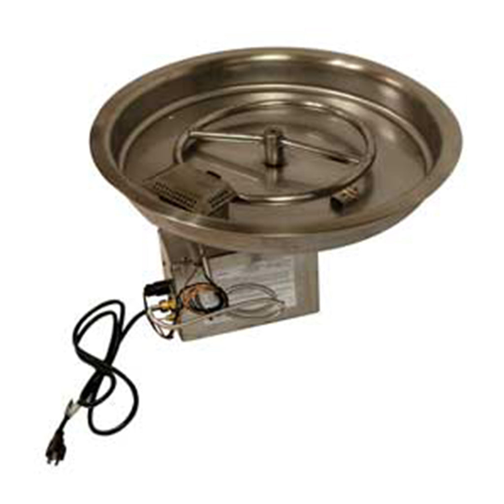 Fire and water bowl insert underside with circular metal basin and power cord