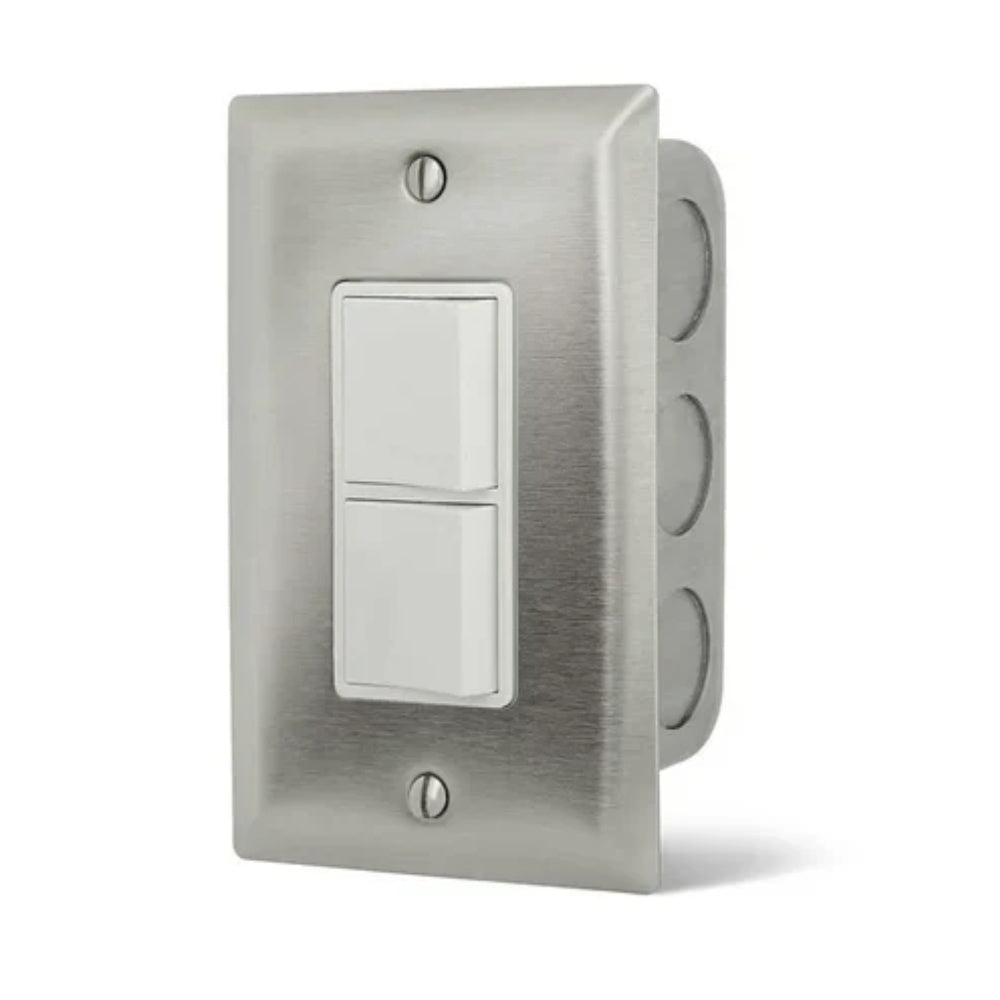 Infratech Duplex Switch Single Flush Mount with Stainless Steel Wall Plate