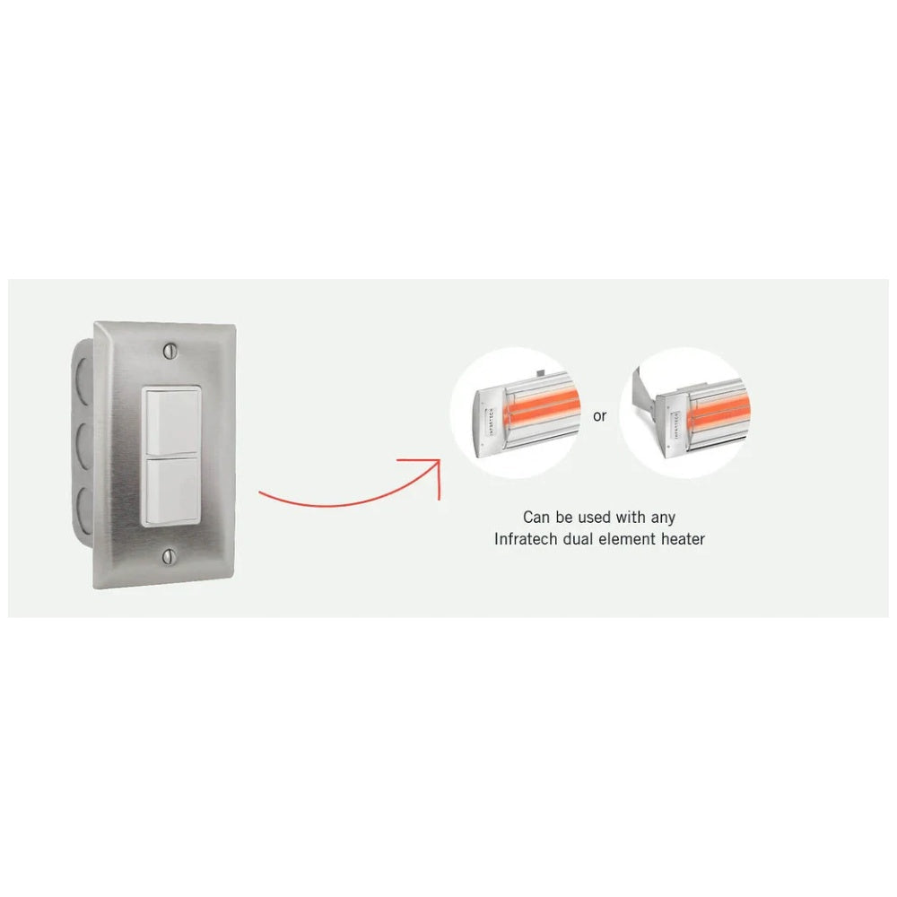 Infratech Duplex Switch Single Flush Mount with Stainless Steel Wall Plate