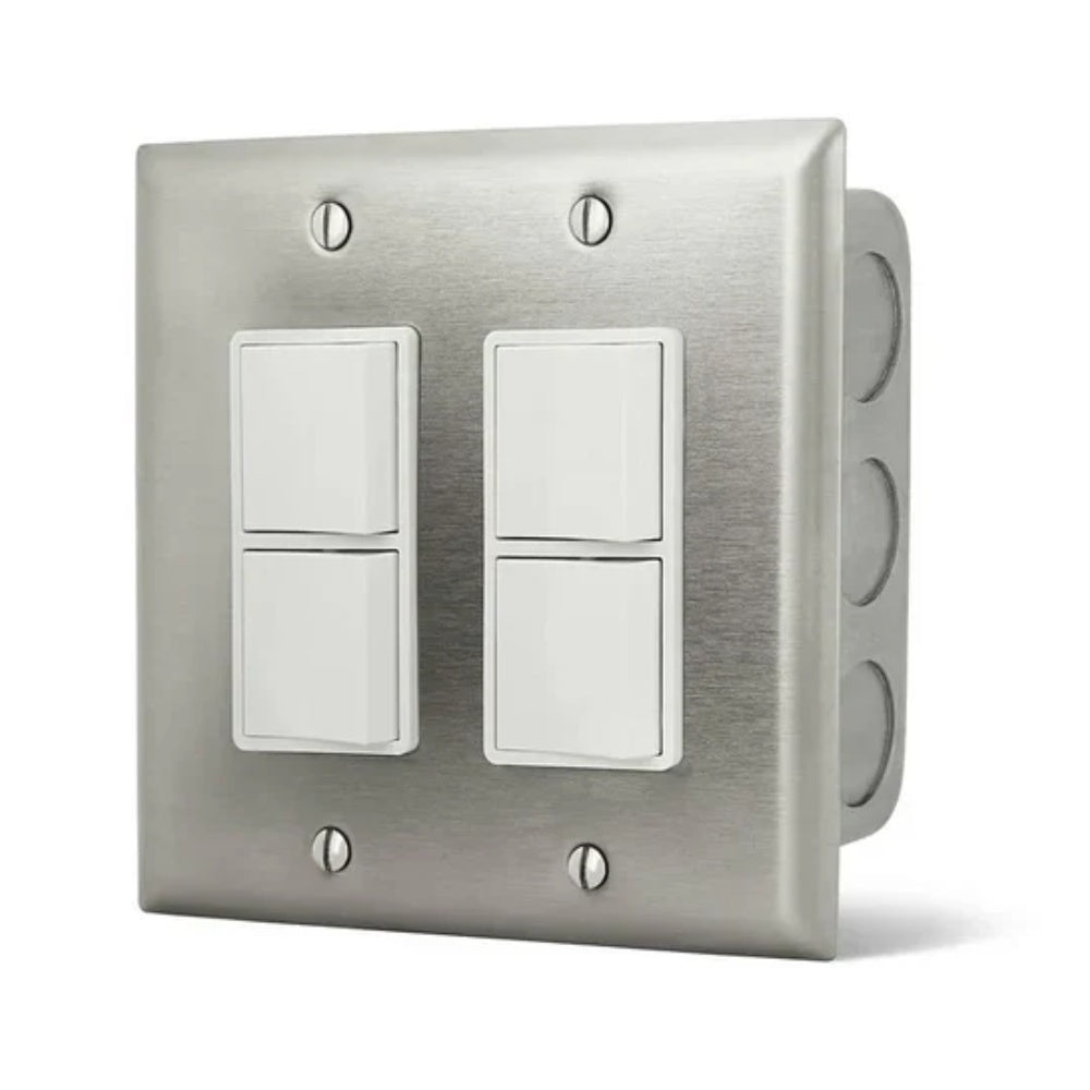 Infratech Duplex Switch Dual Flush Mount with Stainless Steel Wall Plate