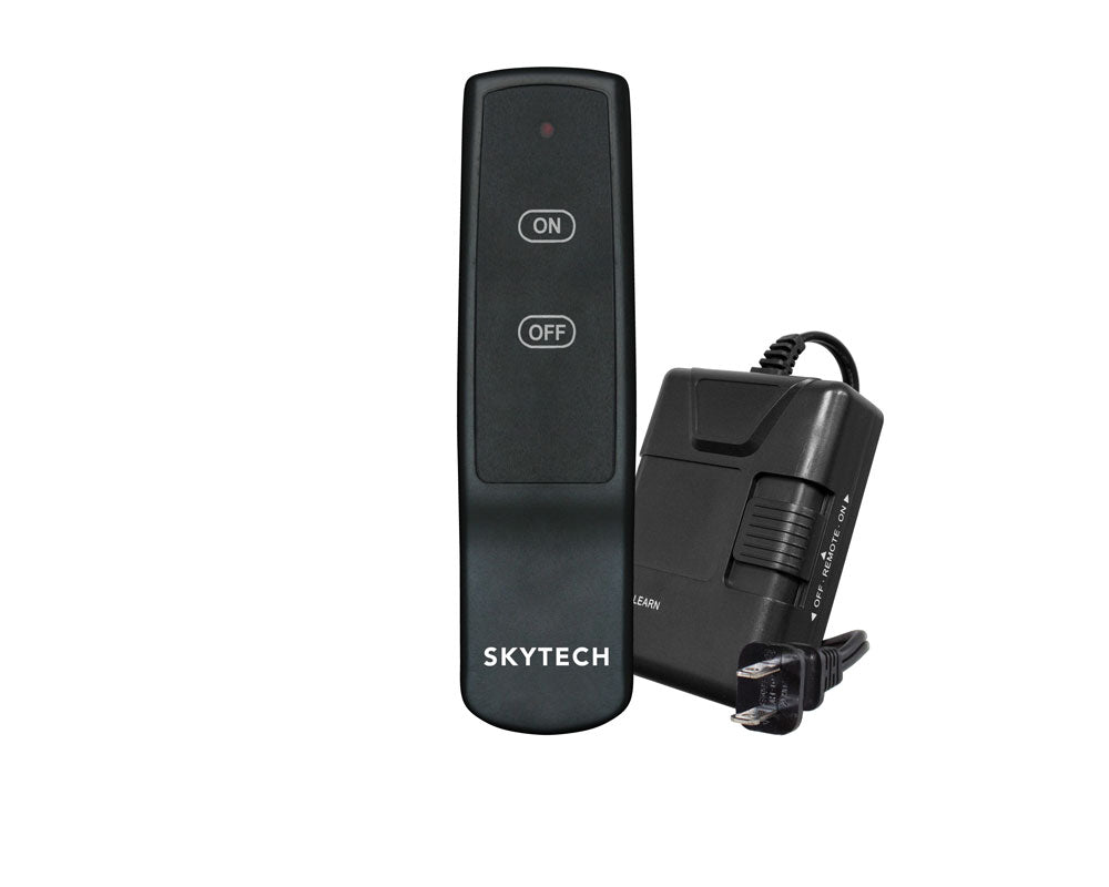 SKYTECH fireplace remote control with ON and OFF buttons, black