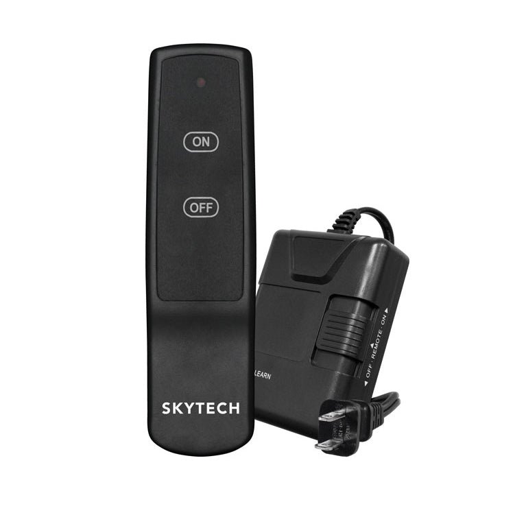 Black Skytech on/off fireplace remote control with ON and OFF buttons