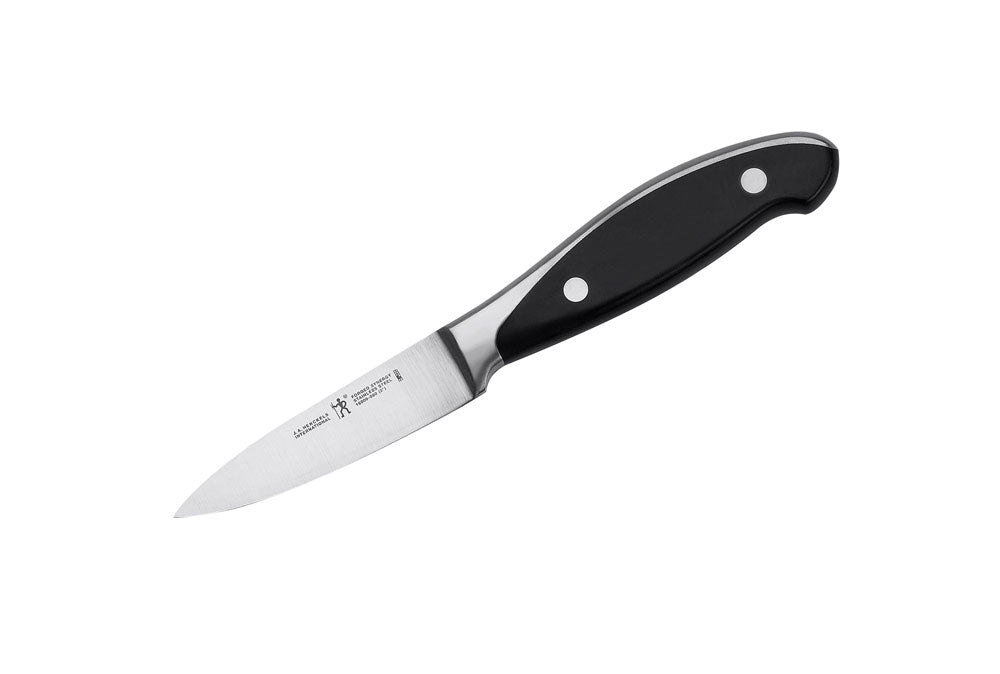 3-inch paring knife with forged stainless blade and black handle