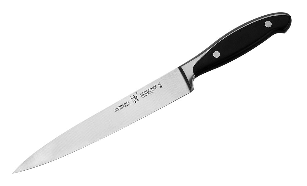 Forged 8-inch carving knife with stainless-steel blade and black handle