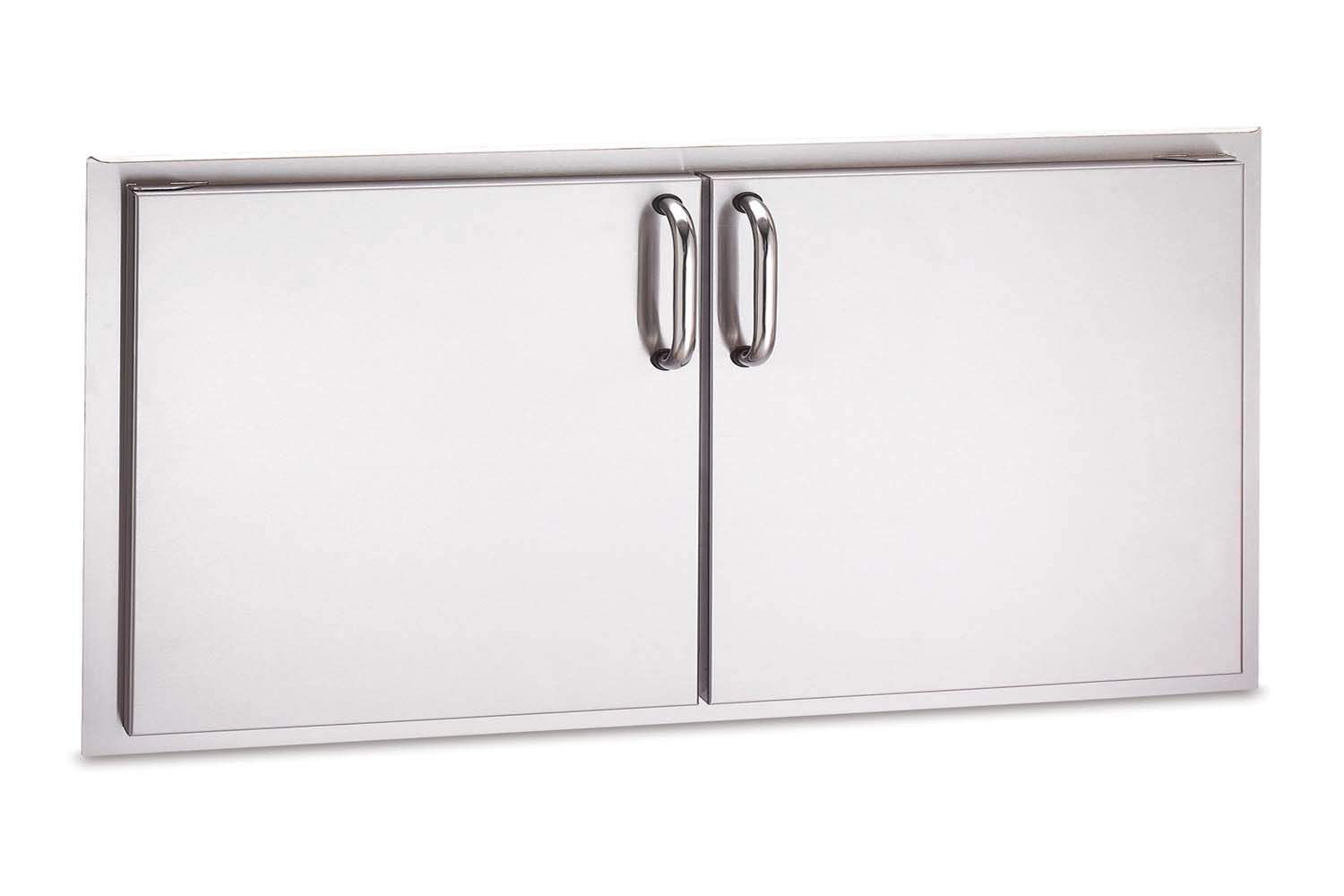 Outdoor grill double doors, stainless steel cabinet with two swing doors and handles