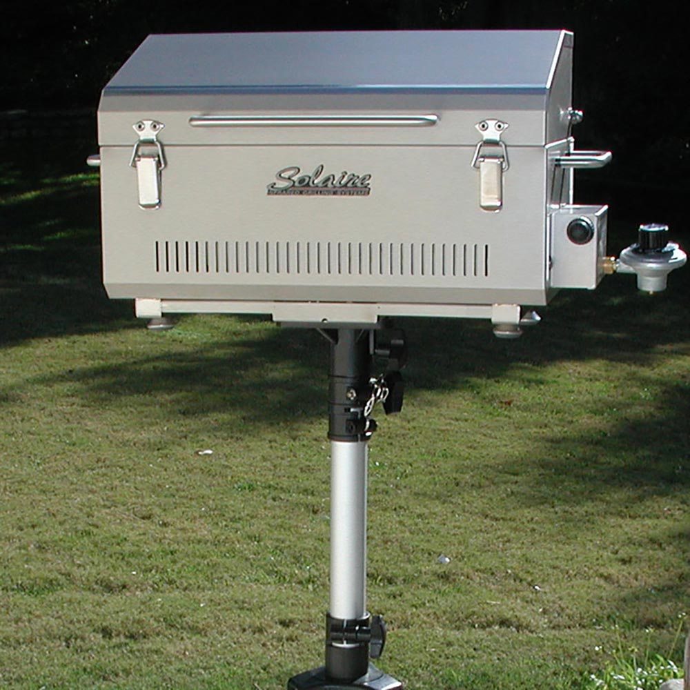 Stainless steel grill mount on tripod stand with side control bracket