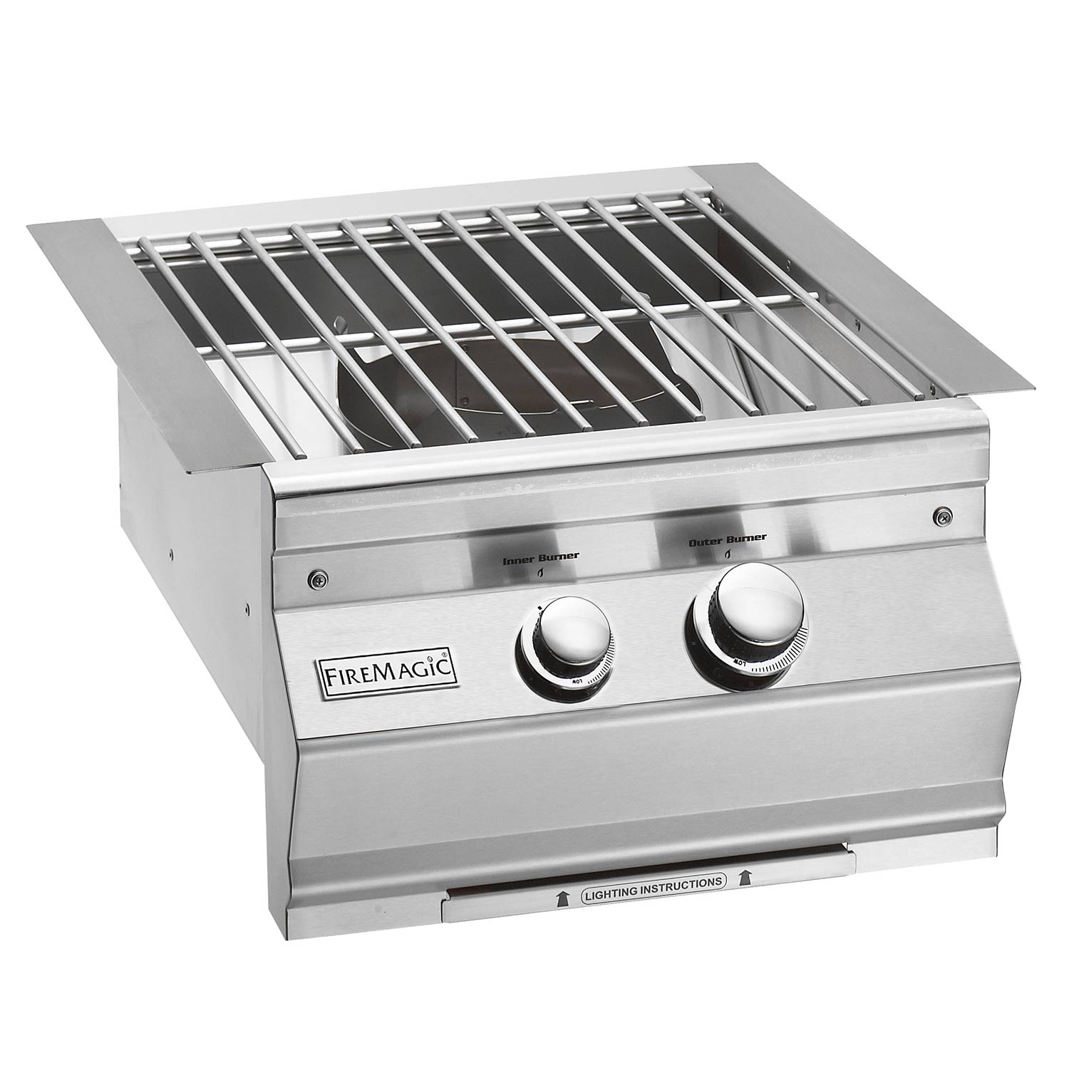 Stainless steel built-in power burner with SS cooking grids and two control knobs