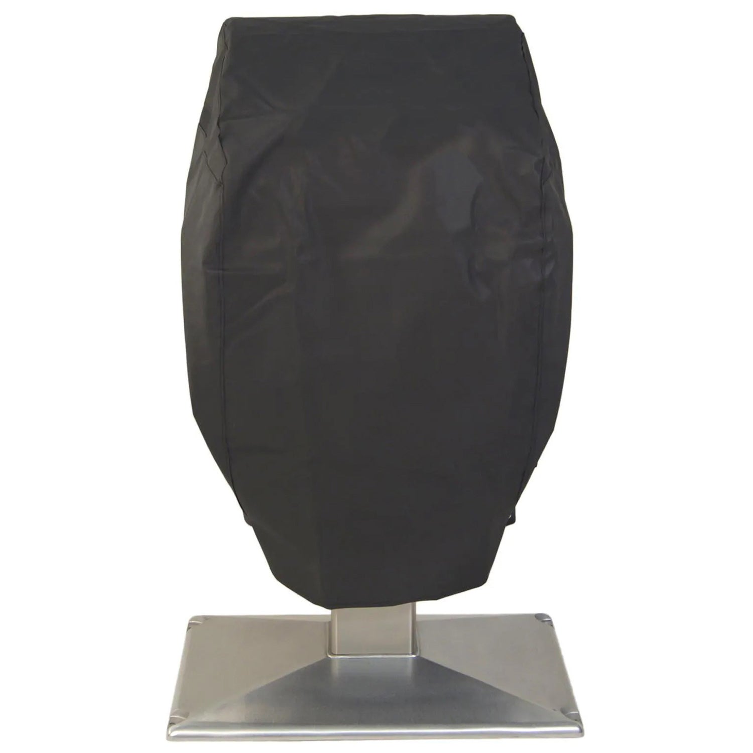 Electric grill pedestal cover, dark black fitted over pedestal stand