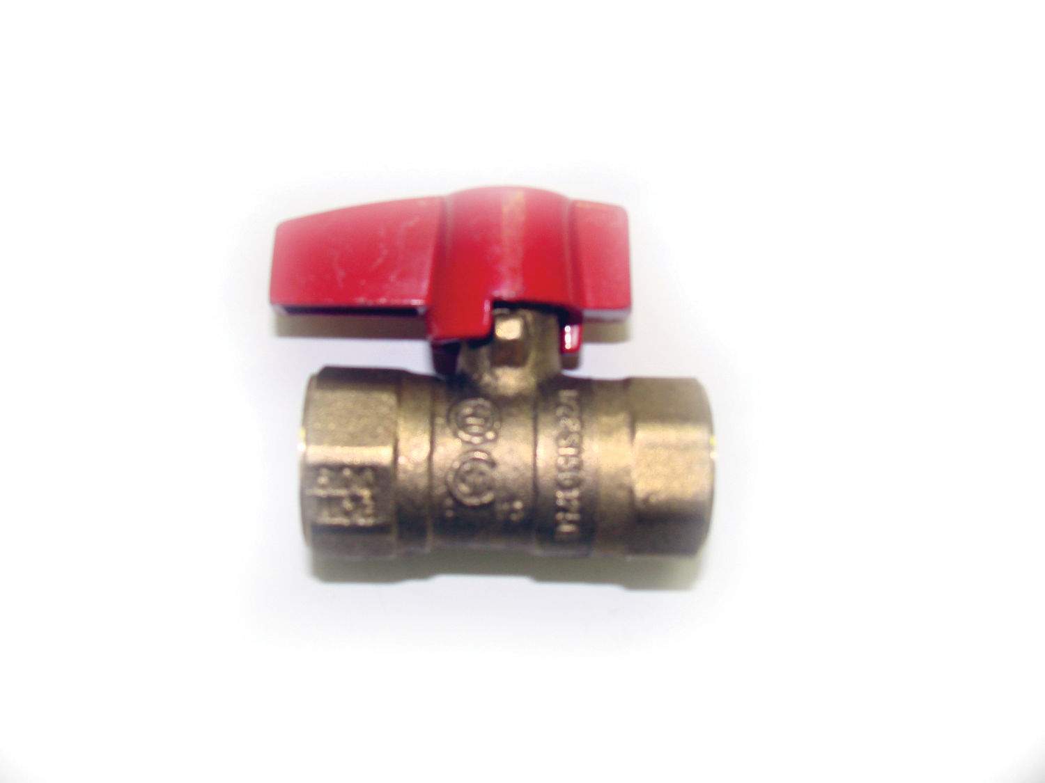 1/2-inch manual ball valve, brass body with red handle