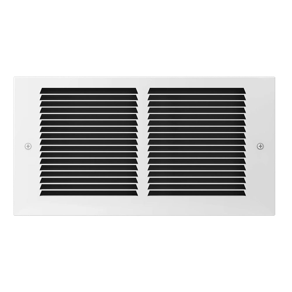 White air intake grille with two black louvered vent sections