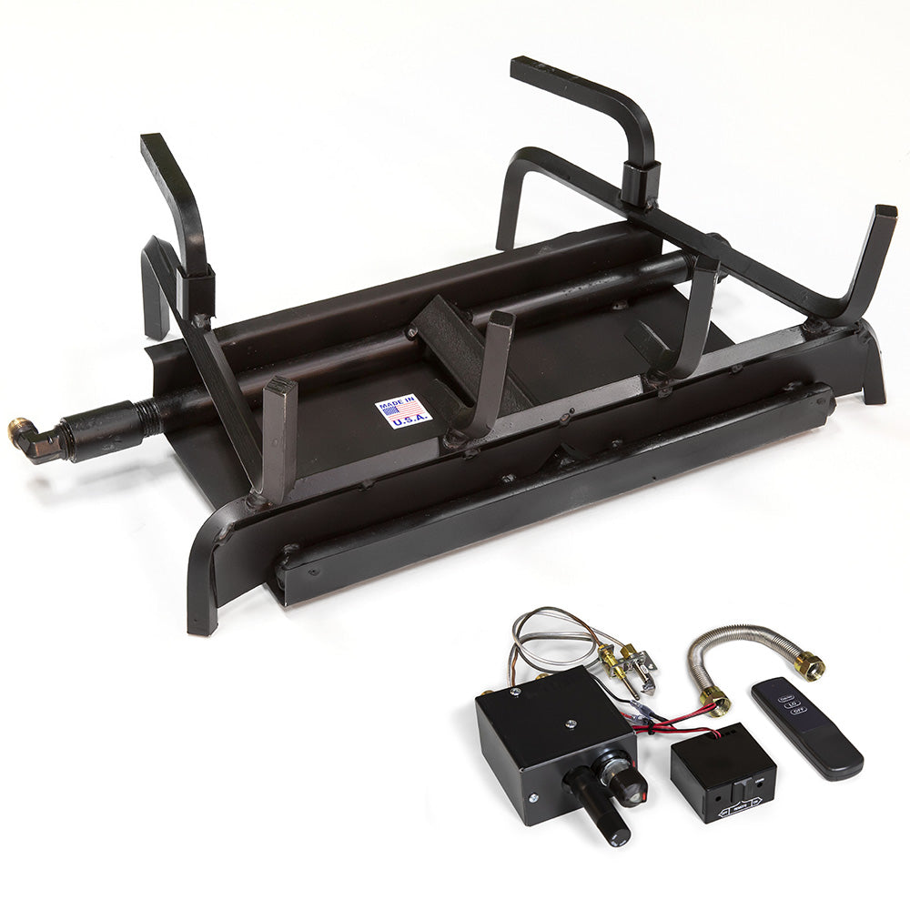 2-burner system with modulating millivolt control and remote, black burner base with wiring