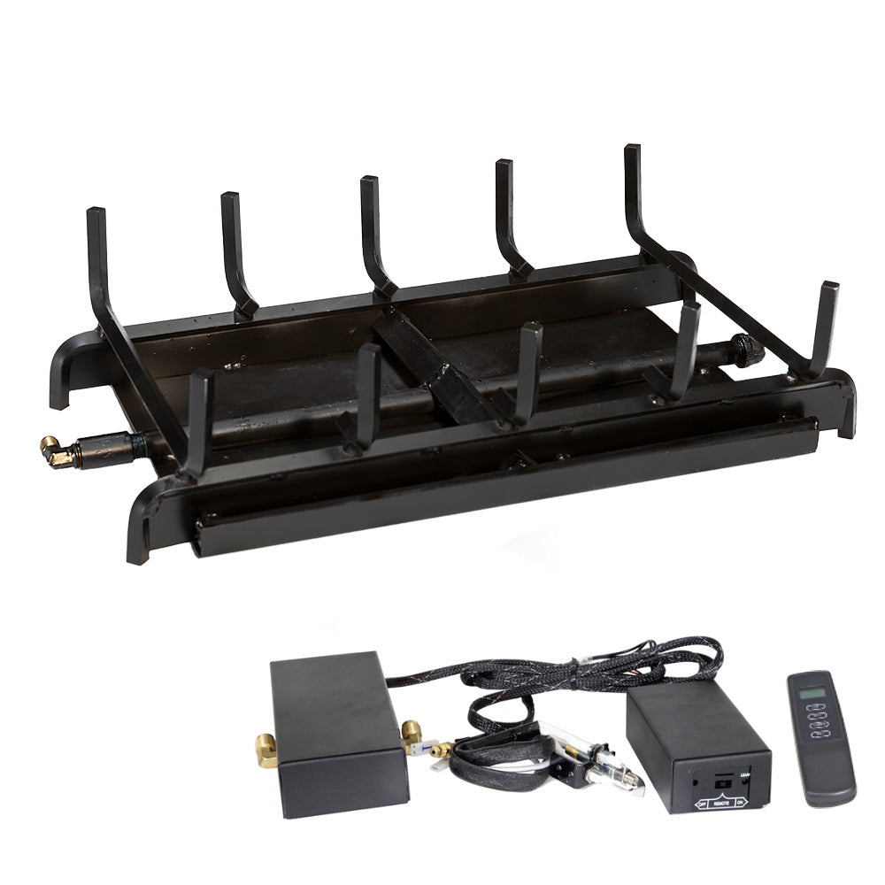 Two-burner double-sided gas burner system with ignition battery pack and remote control