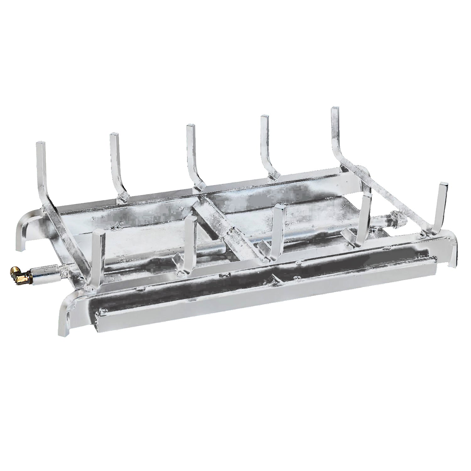Stainless steel double burner grill insert with four vertical burner tubes and side valves