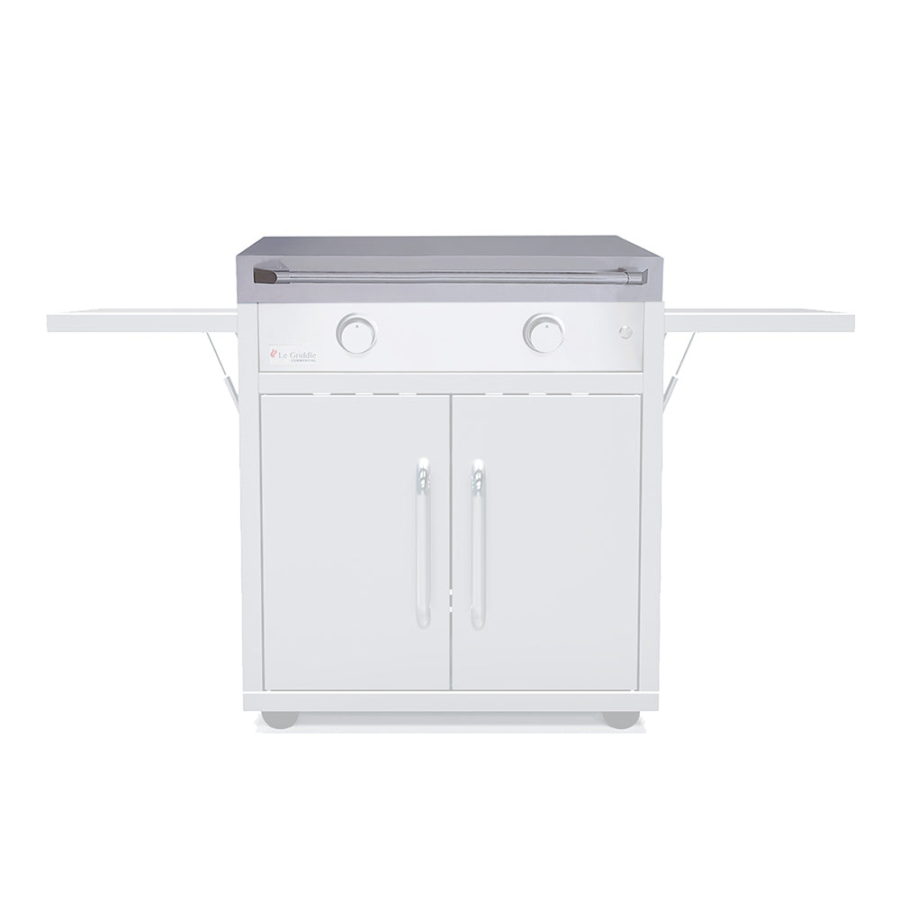 Outdoor griddle with stainless steel lid and front handle rod