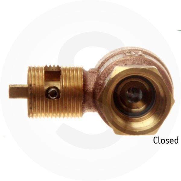 Gas fire pit shut off valve with bronze housing and brass threaded connection