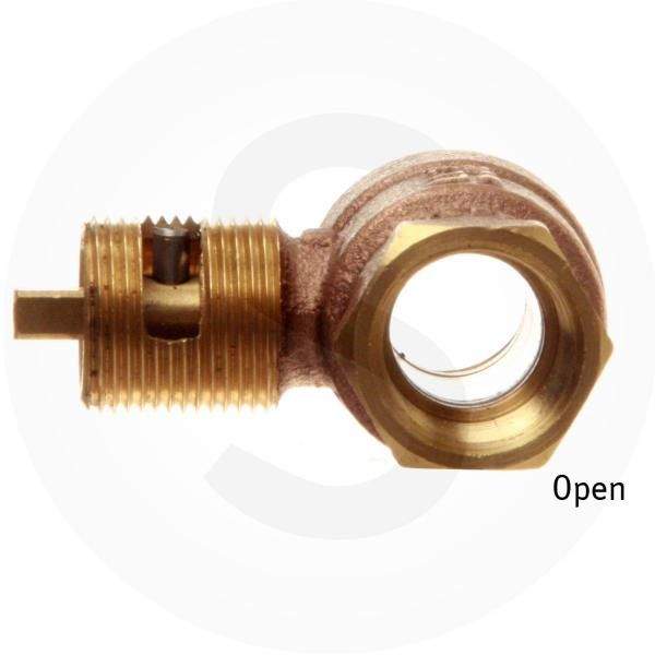 Gas fire pit shut off valve with bronze body and exposed internal control port