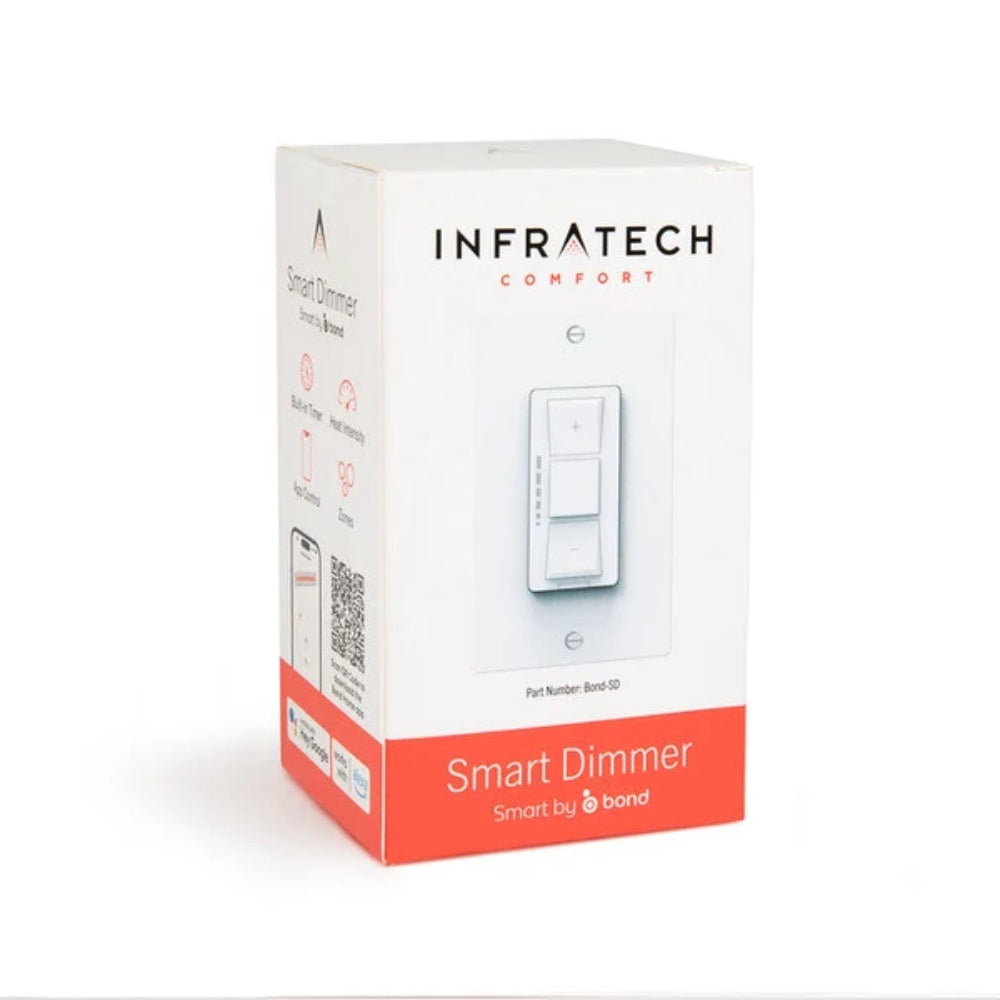 INFRATECH Comfort Smart Dimmer retail box with wall switch pictured