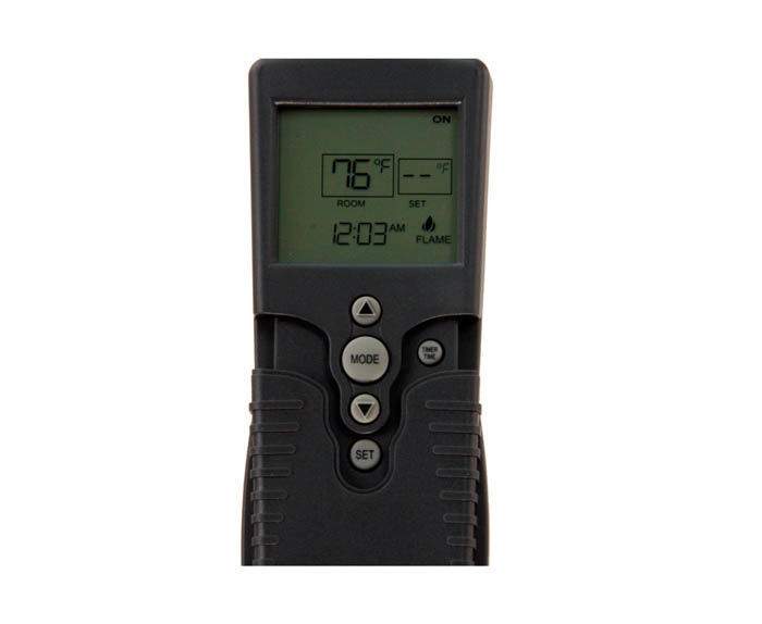 Skytech 3002 transmitter remote close-up of LCD display and button keypad on black body
