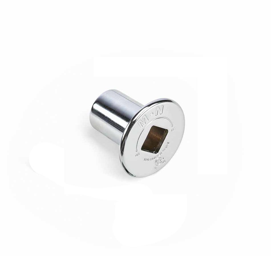 Chrome fire-polished flange with round face and engraved markings