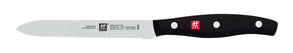 Zwilling J.A. Henckels Twin Signature utility knife, 5-in serrated blade, black handle