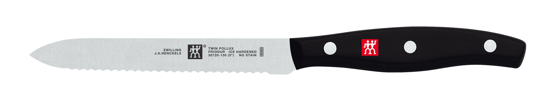 Zwilling J.A. Henckels Twin Signature utility knife, 5-in serrated blade, black handle