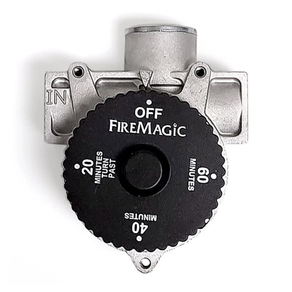 Automatic timer safety shut off valve with black dial and OFF marking
