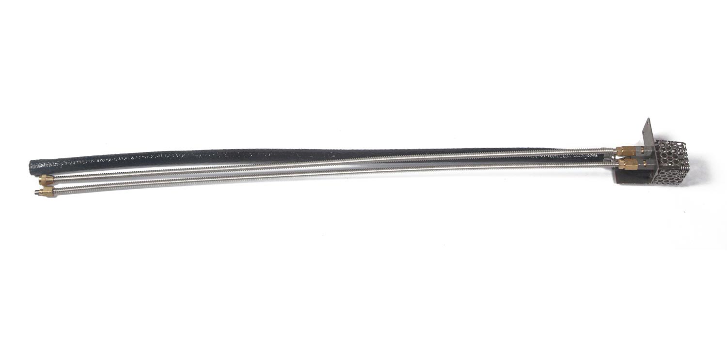 Pilot burner assembly with metal tube and mounted end fitting