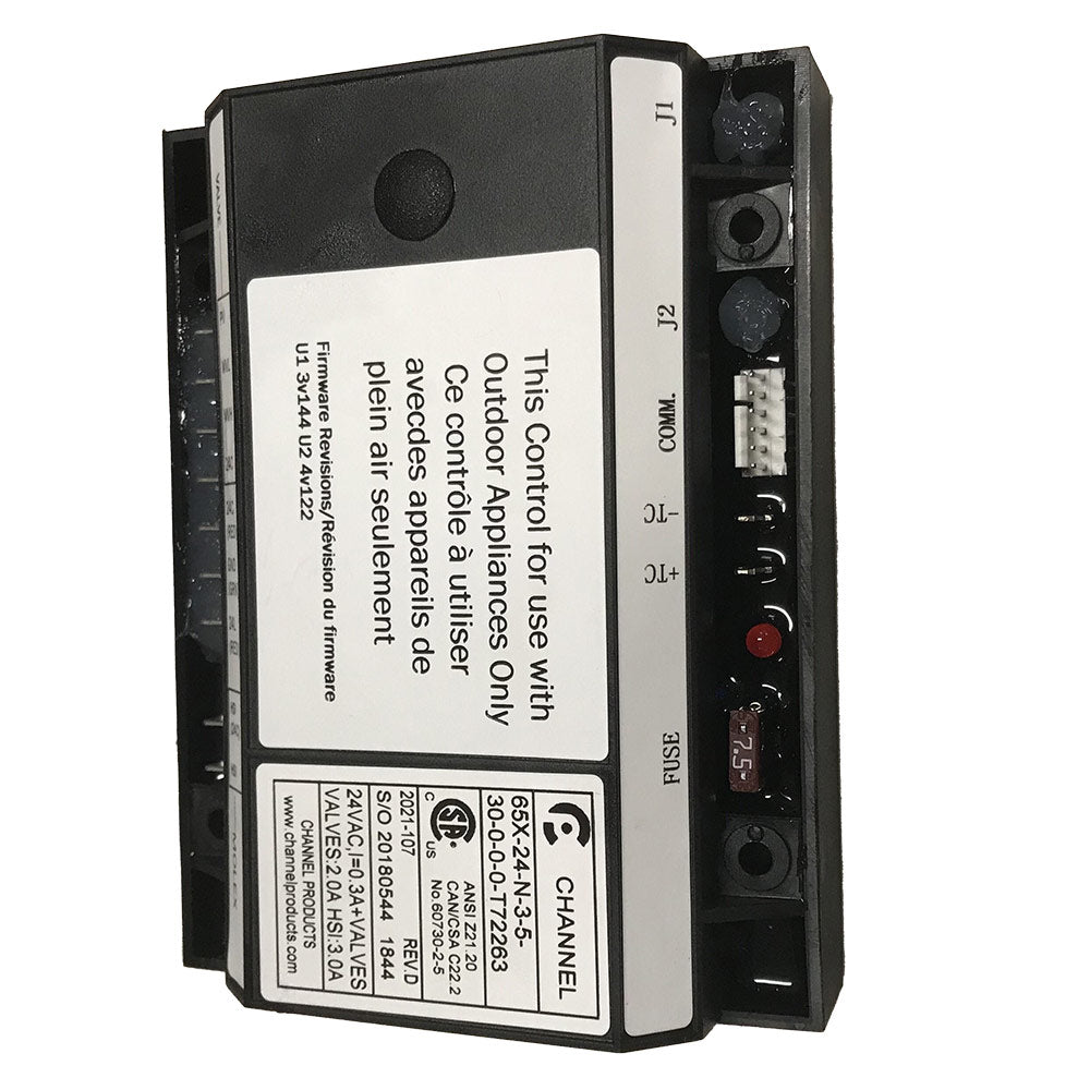 Fire electronic module with terminal blocks, switches, and CHANEL wiring label