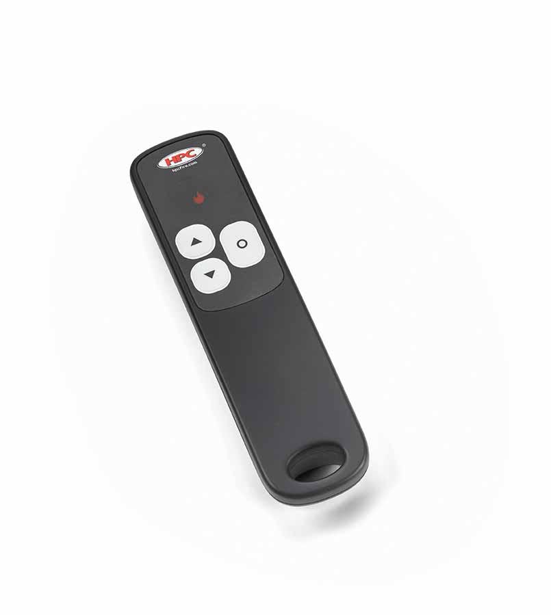 HPC Fire handheld remote control with backlit buttons and indicator