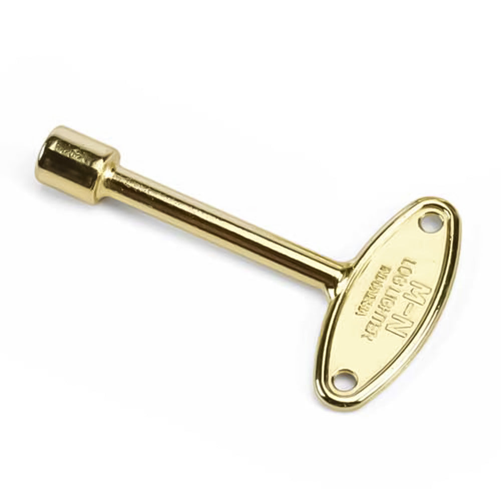 Valve key tool, 24 in, polished brass, dual 1/4 and 5/16 socket ends
