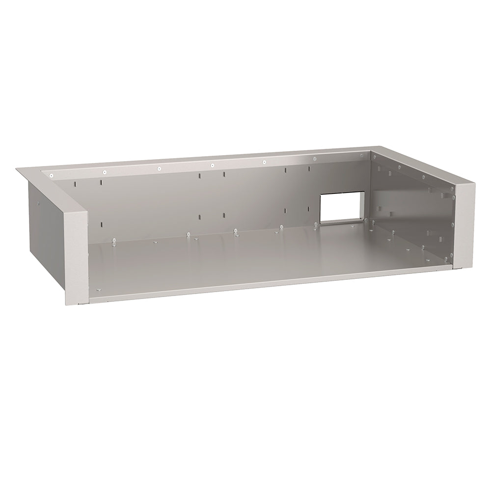 Insulating liner for electric grill, gray metal tray with mounting holes