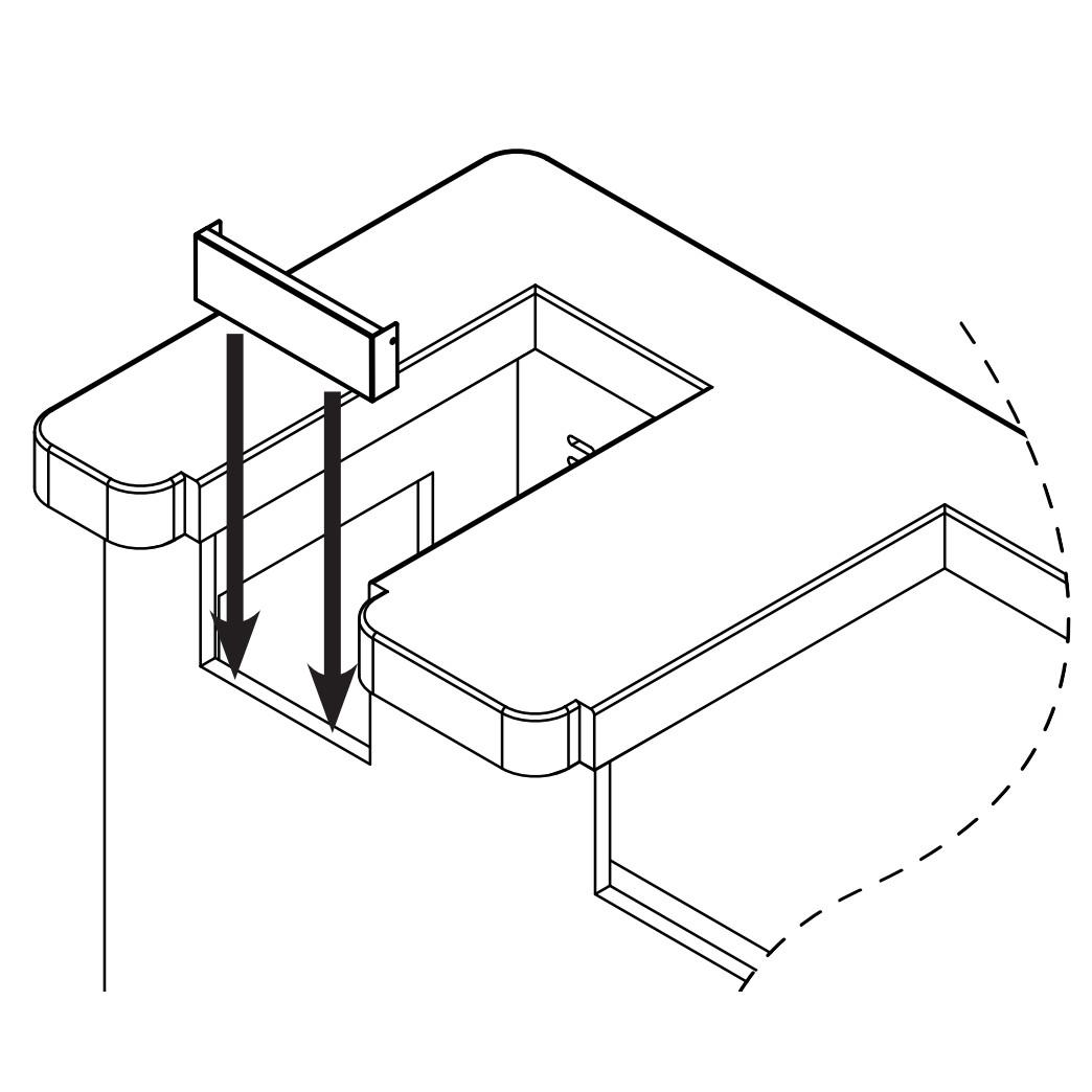 Grill adapter for outdoor island, L-shaped bracket and mounting rails