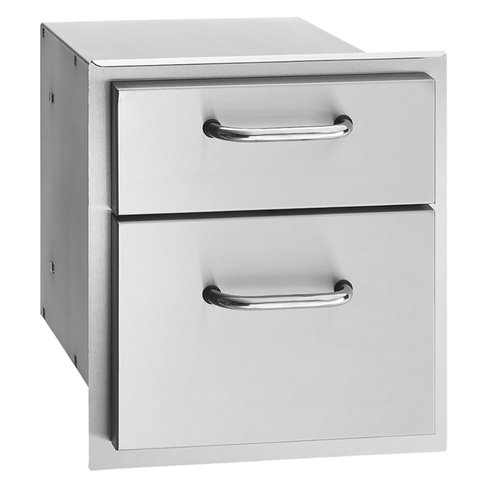 Fire Magic Select double drawer cabinet with two metal drawers and chrome bar handles